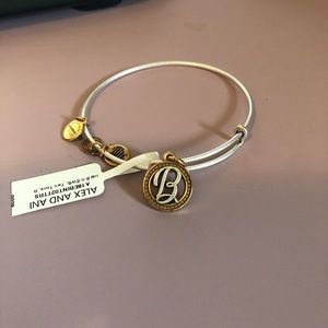 Alex and Ani Womens initial B two tone bangle